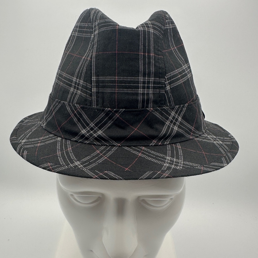 Original‎ Penguin Men's Plaid Fedora Hat M L Monument Black Grey Classic NWT